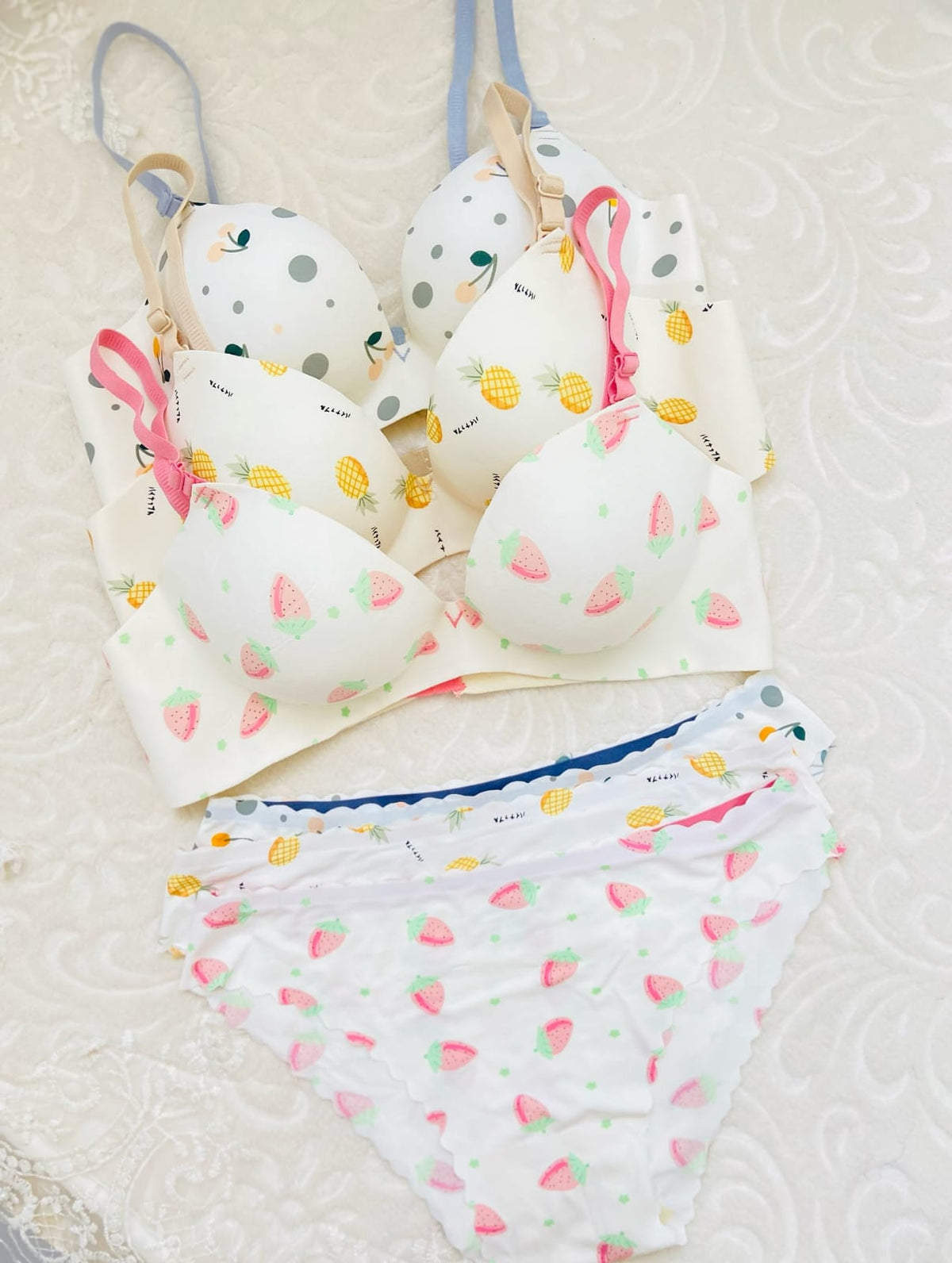 Strawberry Print Soft Comfort Bra Set π