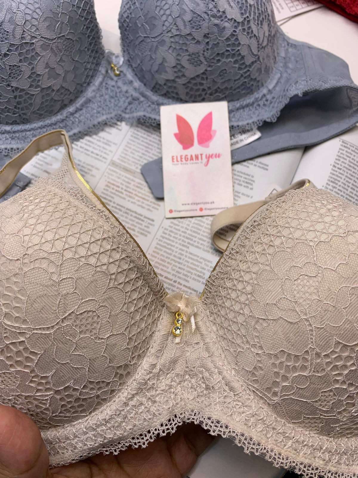 (34-40)B/C  Elegant Single Padded Push-up Lace Bridal Bra 23010(142)