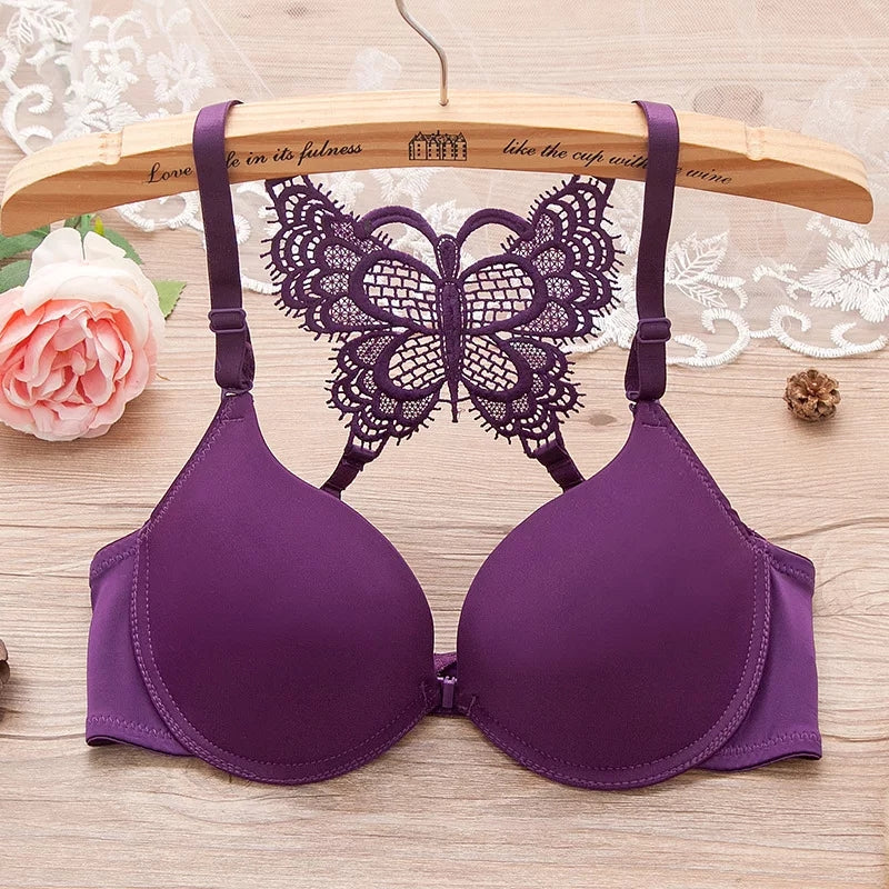 (32-38)b Elegant Butterfly Back Lace Front Open Bra 2120 (309)