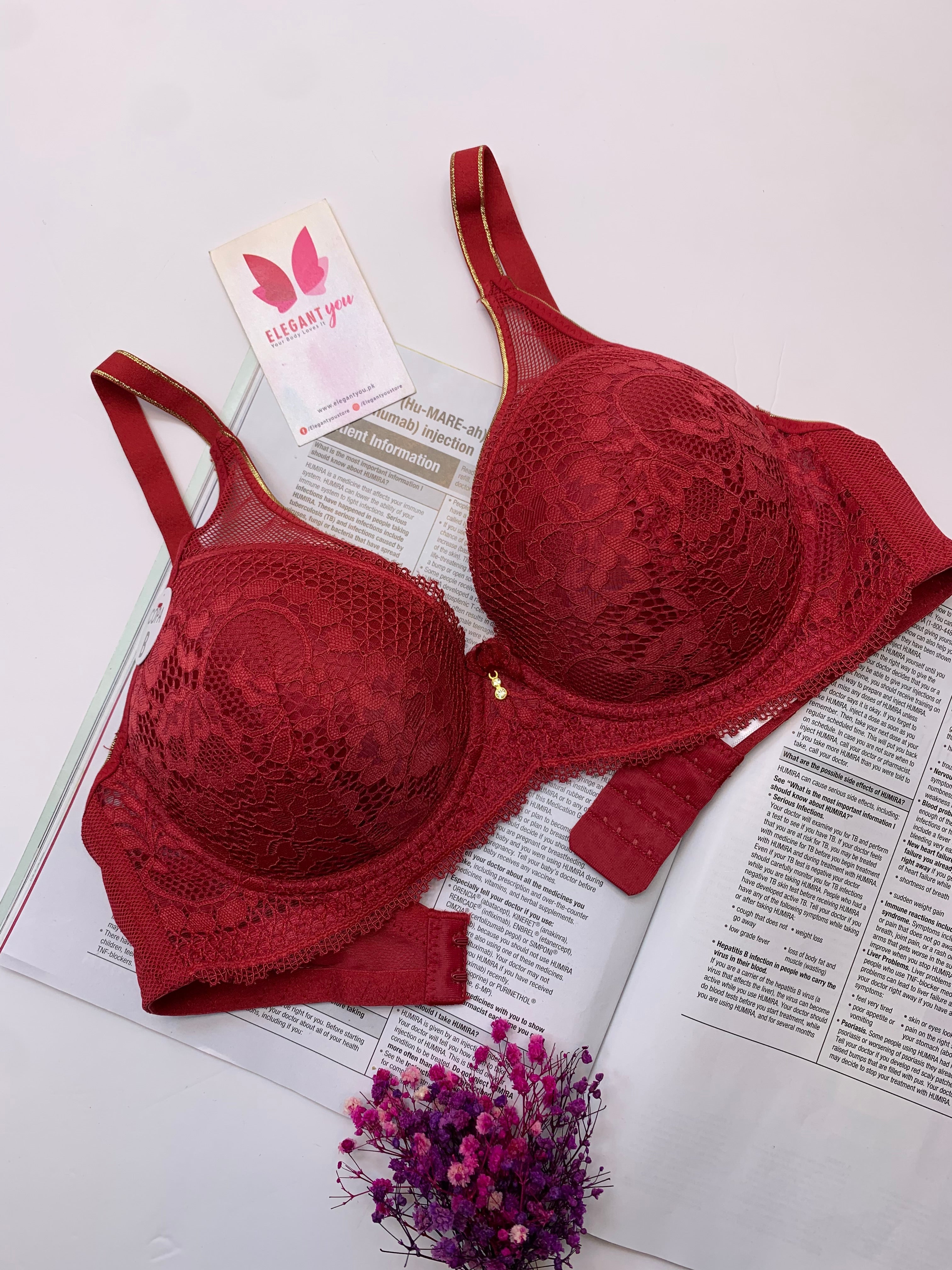 (34-40)B/C  Elegant Single Padded Push-up Lace Bridal Bra 23010(142)