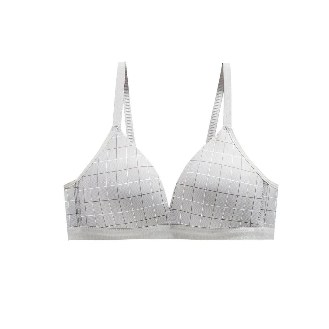 (32-34)b Check Design Daily-Wear Thin Pad T Shirt Bra (314)*