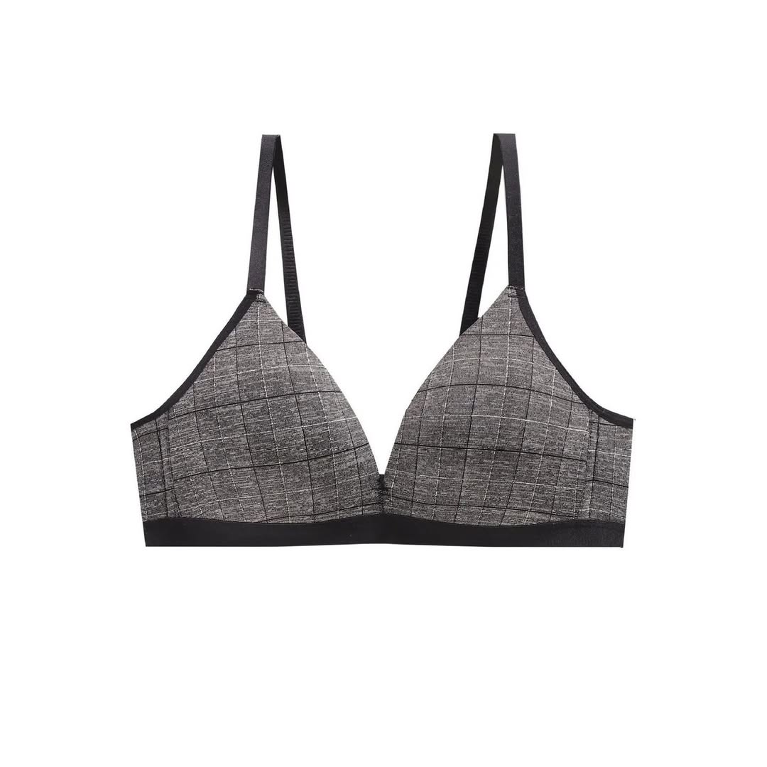 (32-34)b Check Design Daily-Wear Thin Pad T Shirt Bra (314)*