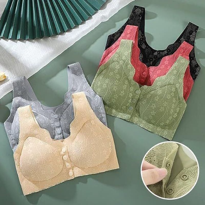 (34-46)Anti Rash Seamless Stuff Front Button Bra (091)*