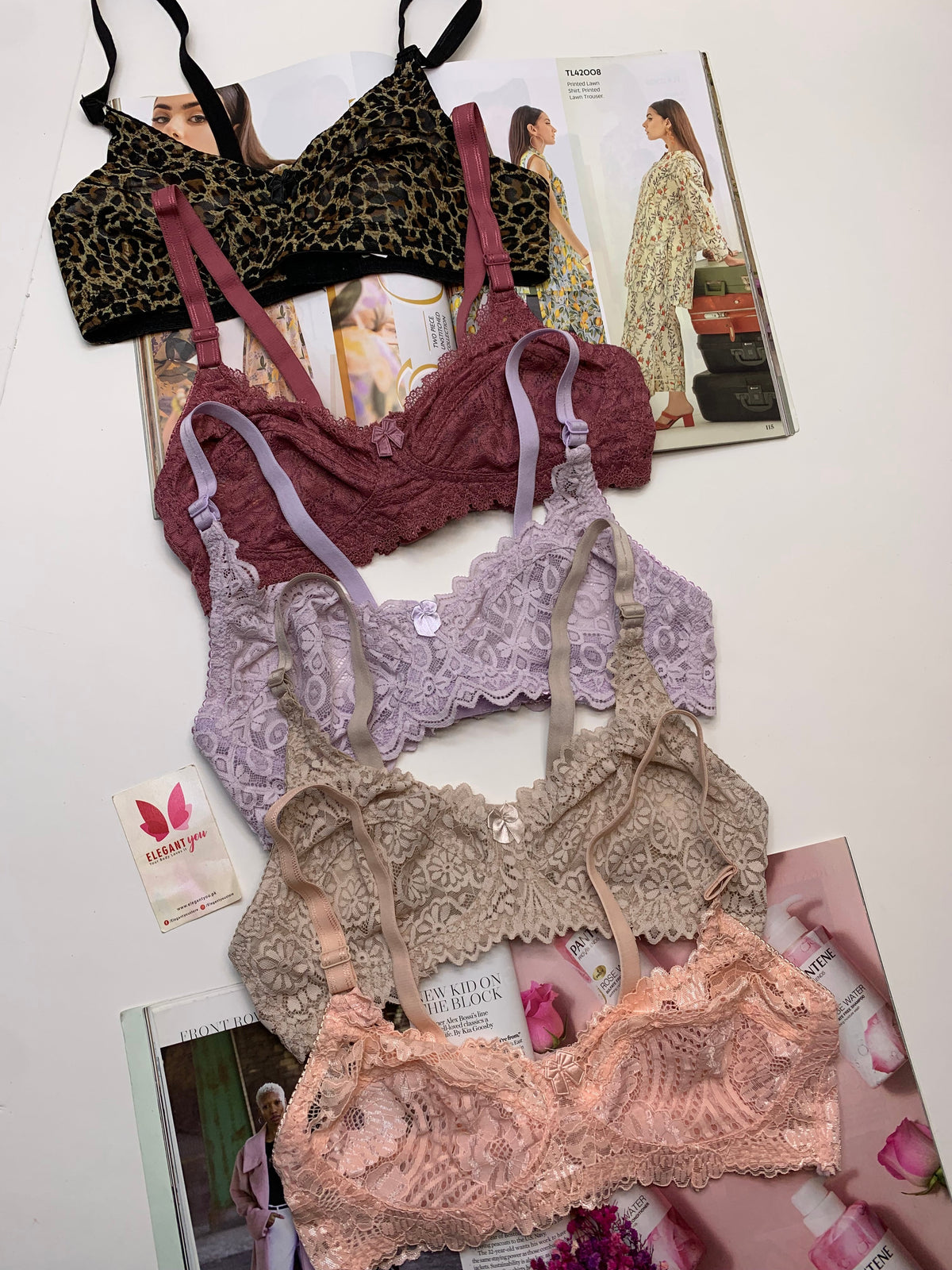 (32-42)b Elegant Lacy Cotten Net Bras Bundle Offer(R1)