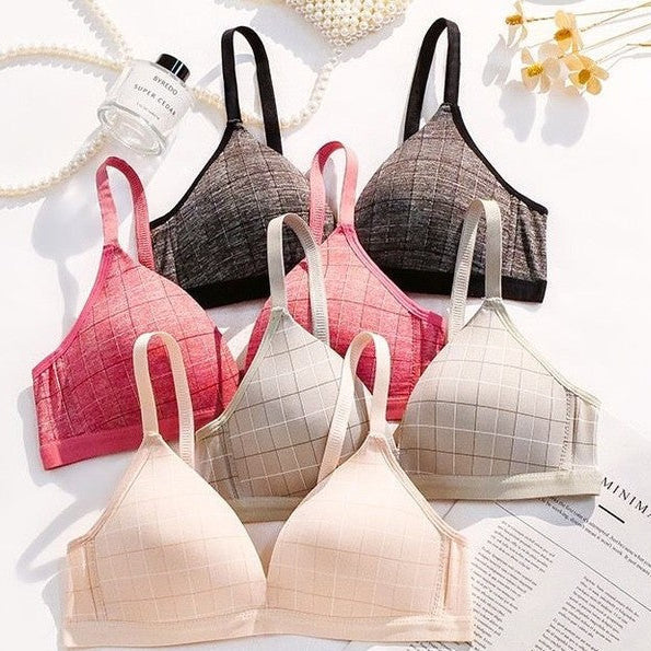 (32-34)b Check Design Daily-Wear Thin Pad T Shirt Bra (314)*
