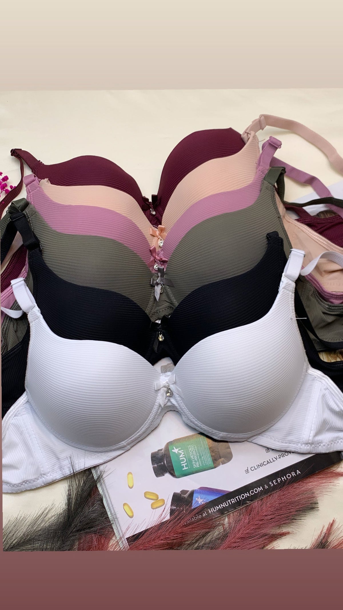 (34-38)B  Demi Cup Self Lining Padded Push-up Wired Bra 8158 (310)^