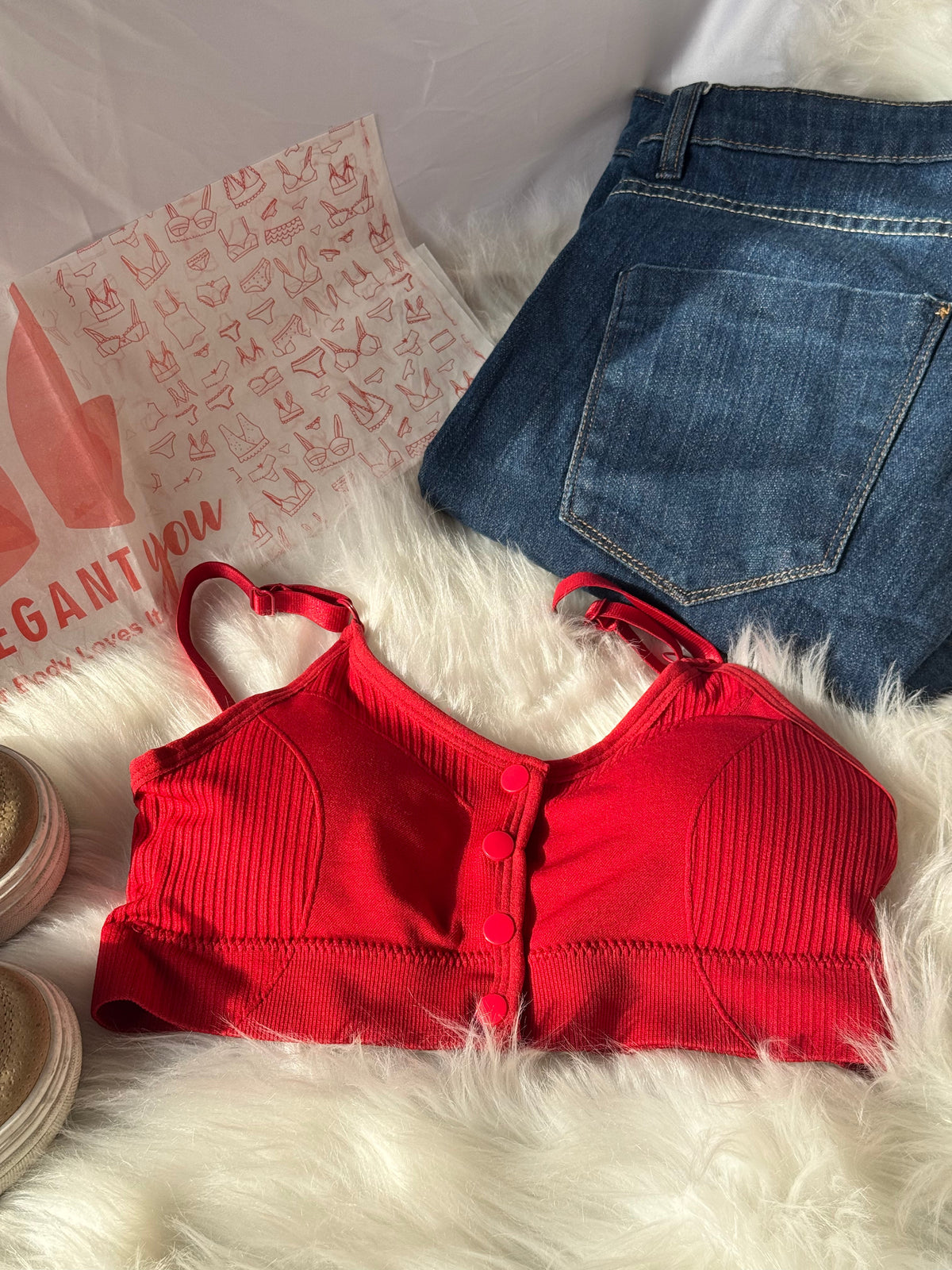 (28-36)Front Button Style Comfy Bra (040)*