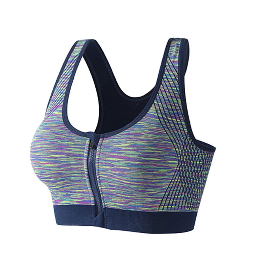 (32-38)Wide Straps Front Zipper Sports Bra (017)*