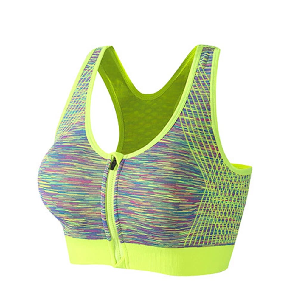 (32-38)Wide Straps Front Zipper Sports Bra (017)*