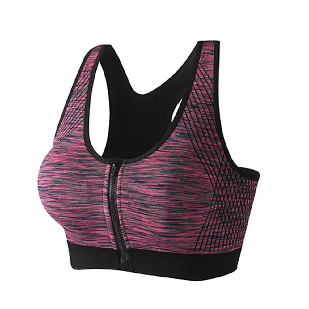 (32-38)Wide Straps Front Zipper Sports Bra (017)*