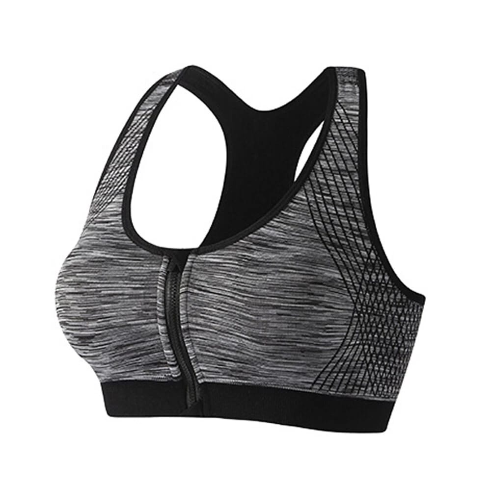 (32-38)Wide Straps Front Zipper Sports Bra (017)*