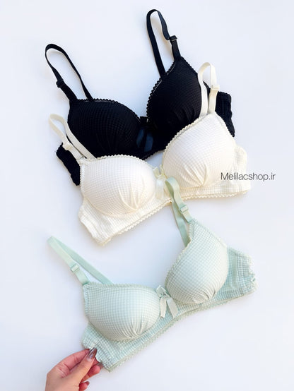 Premium Checkered Comfort Bra – Stylish 3 Color Set