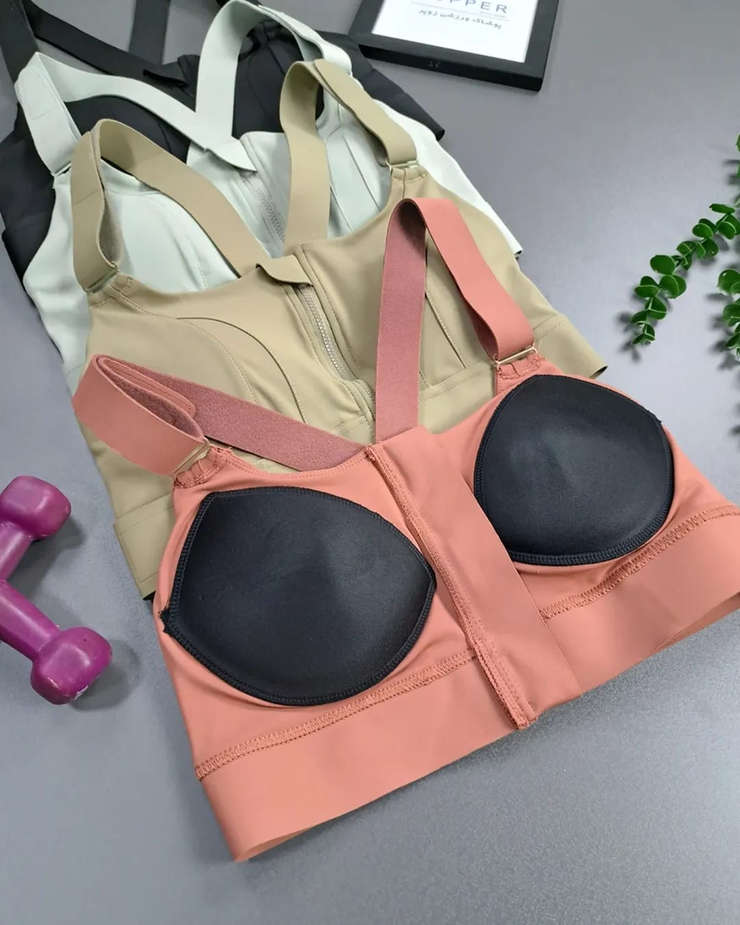 High Impact,A+ Quality, Ultimate Comfort, Sports Bra, Zipper(047)*