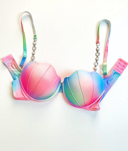 Intimate Striped Bra & Panty Set - Pearl Strap Lingerie