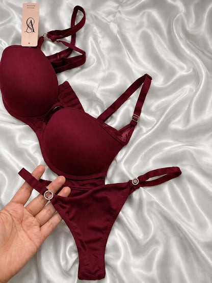 Luxury Padded Bra & Matching Thong Set – Stylish Designer Lingerie Set