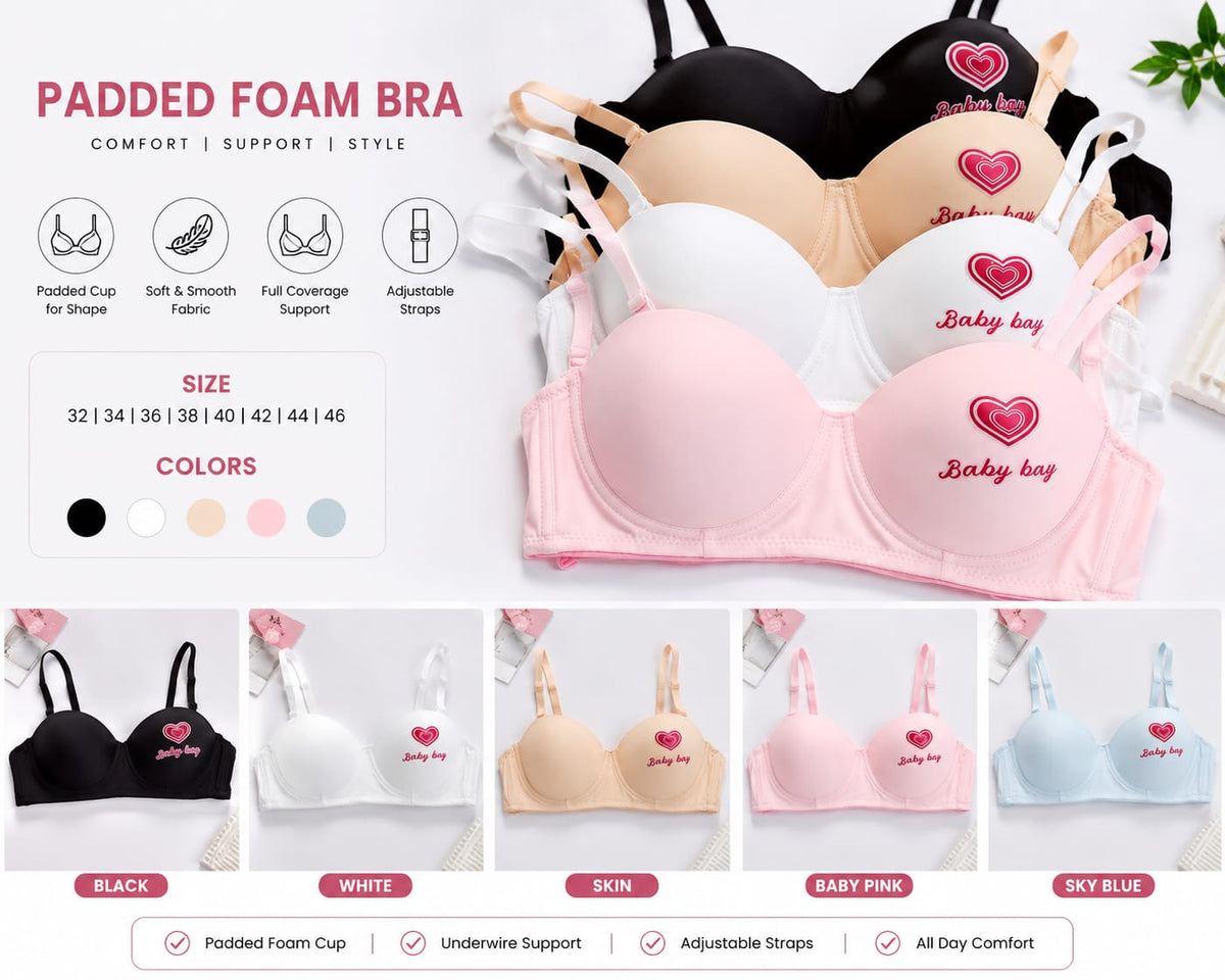 3 Pieces Baby Bra Set | Soft & Comfortable Innerwear Set
