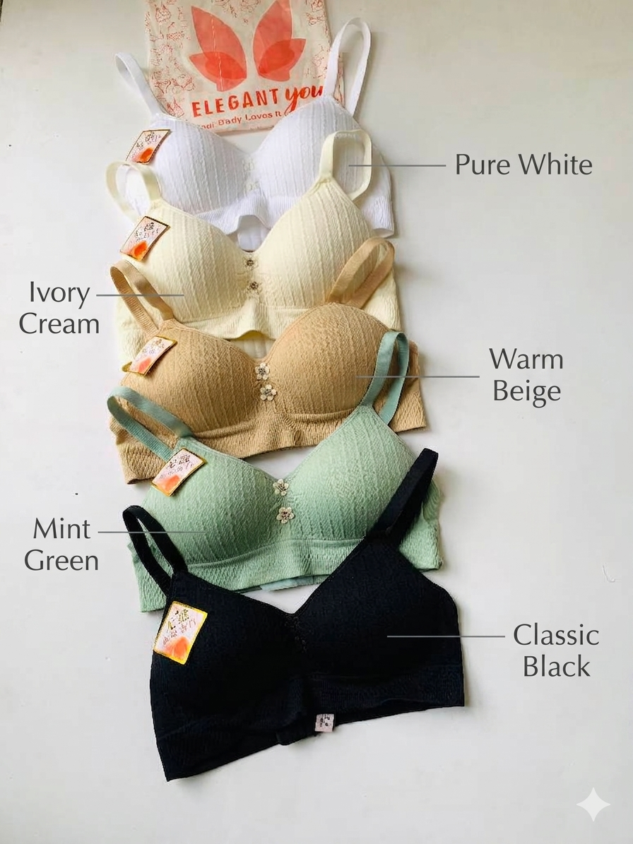 (30-36)b Soft Padding Flower T Shirt Bra^ (055)