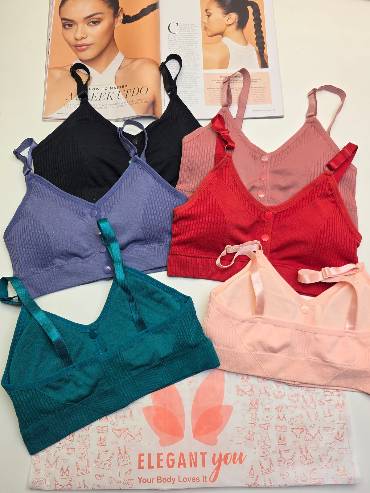 (28-36)Front Button Style Comfy Bra (040)*