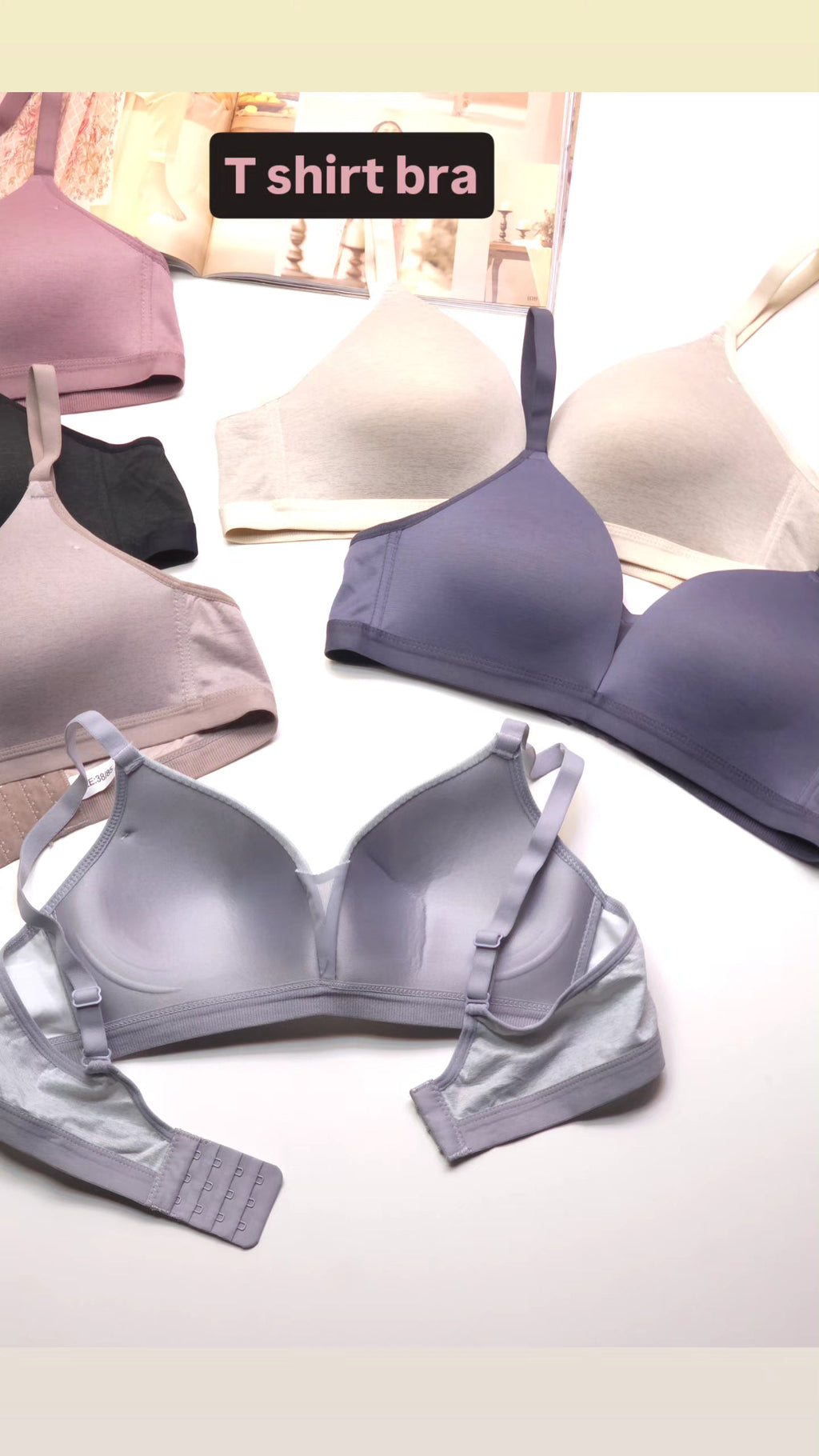 (34-40)b Thin Pad Non Wire T Shirt Bra 7828(063)*