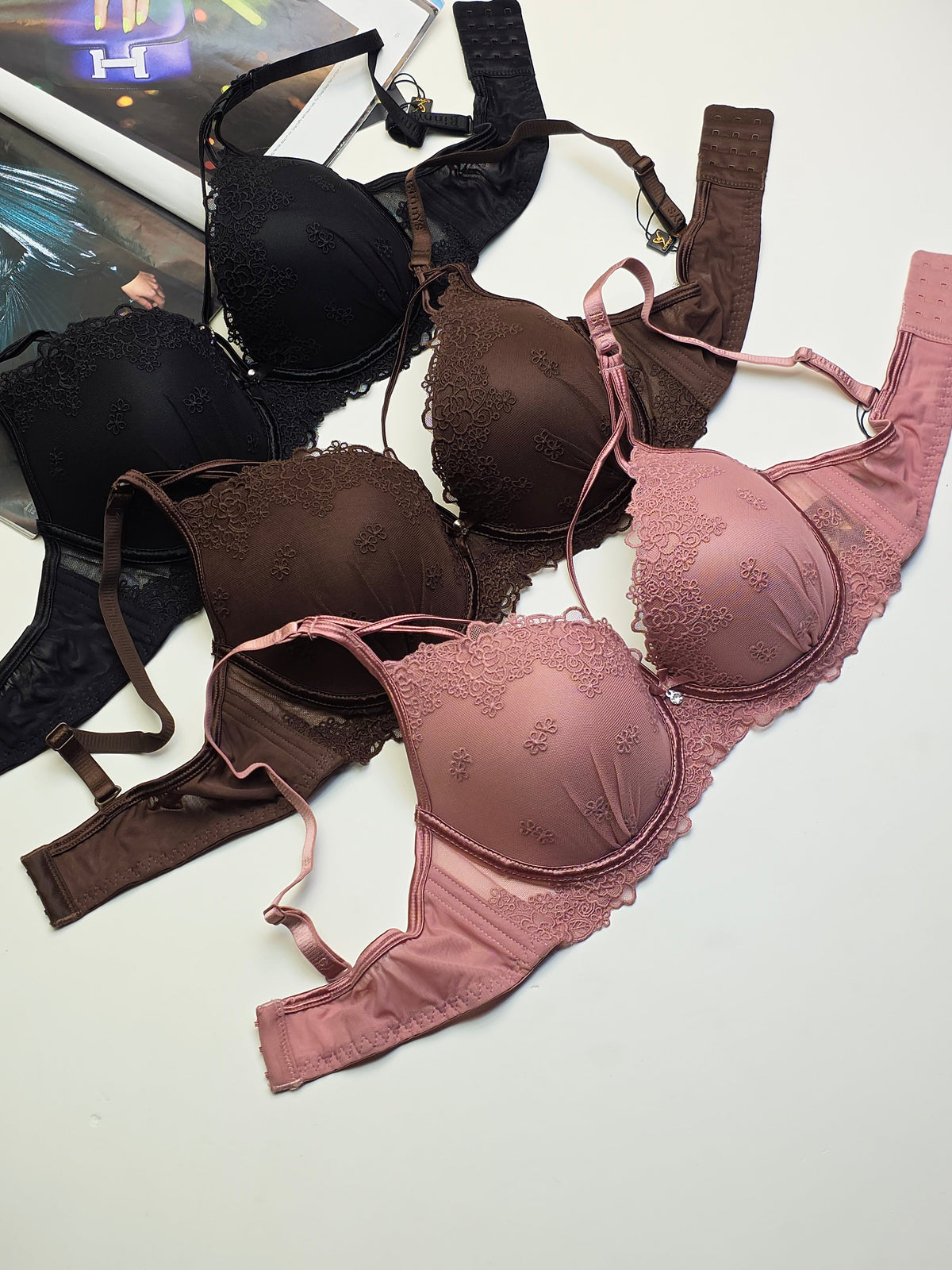(36-42)C Double Strip Demi Cup Push-up Underwire Bra 8153(163)*