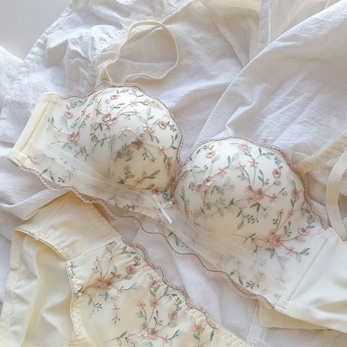 Pinteresty Embroided Bra Panty Set (163)
