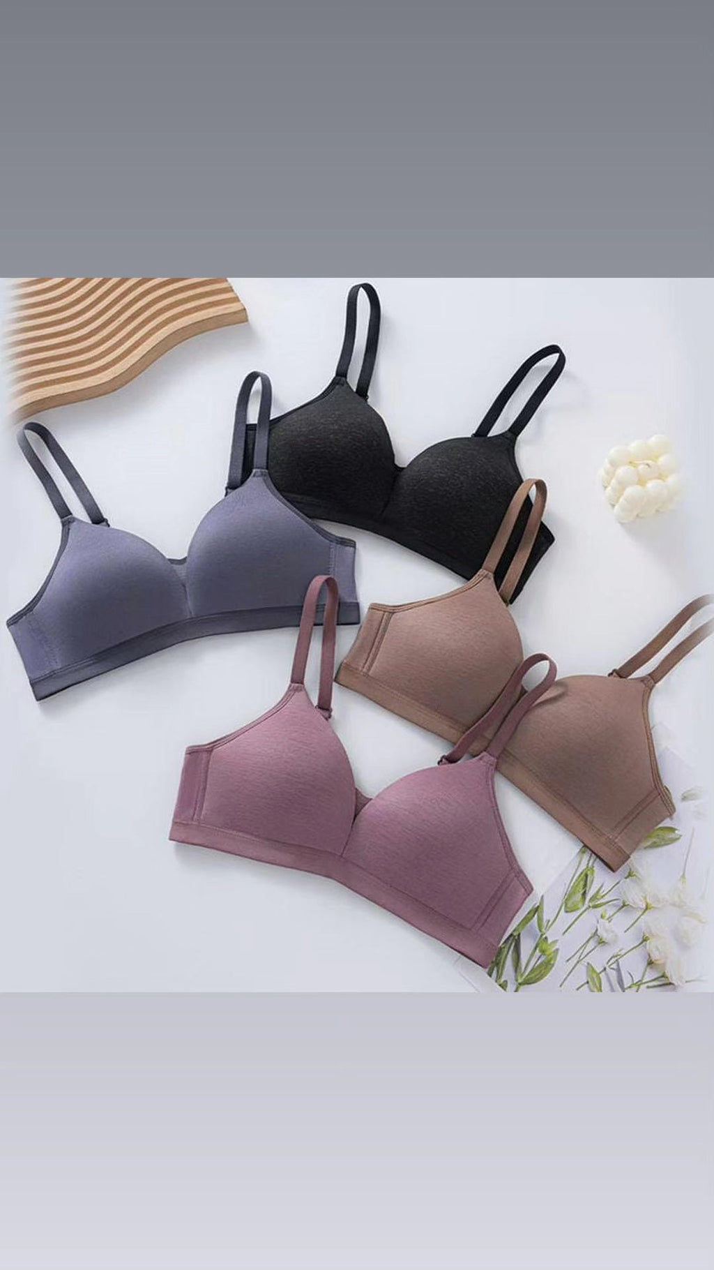(34-40)b Thin Pad Non Wire T Shirt Bra 7828(063)*