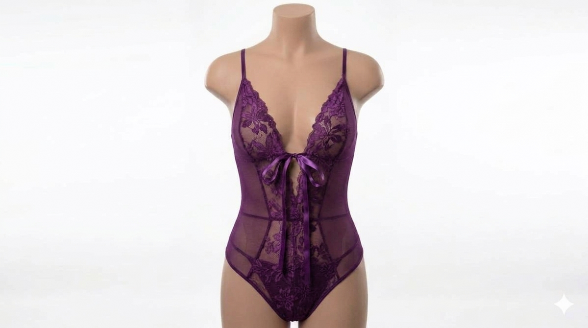 (34-40)Lacy Mesh Cut-out See-Through Body-Suit 2033(C12-R5)