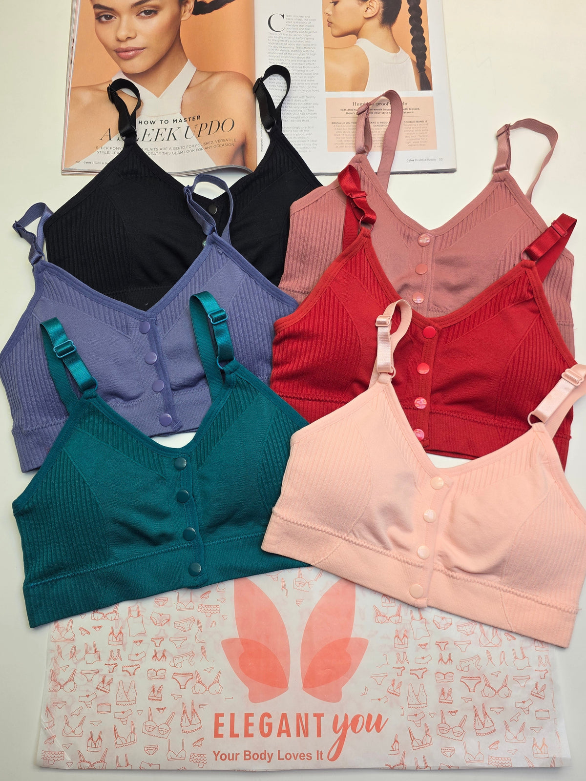 (28-36)Front Button Style Comfy Bra (040)*