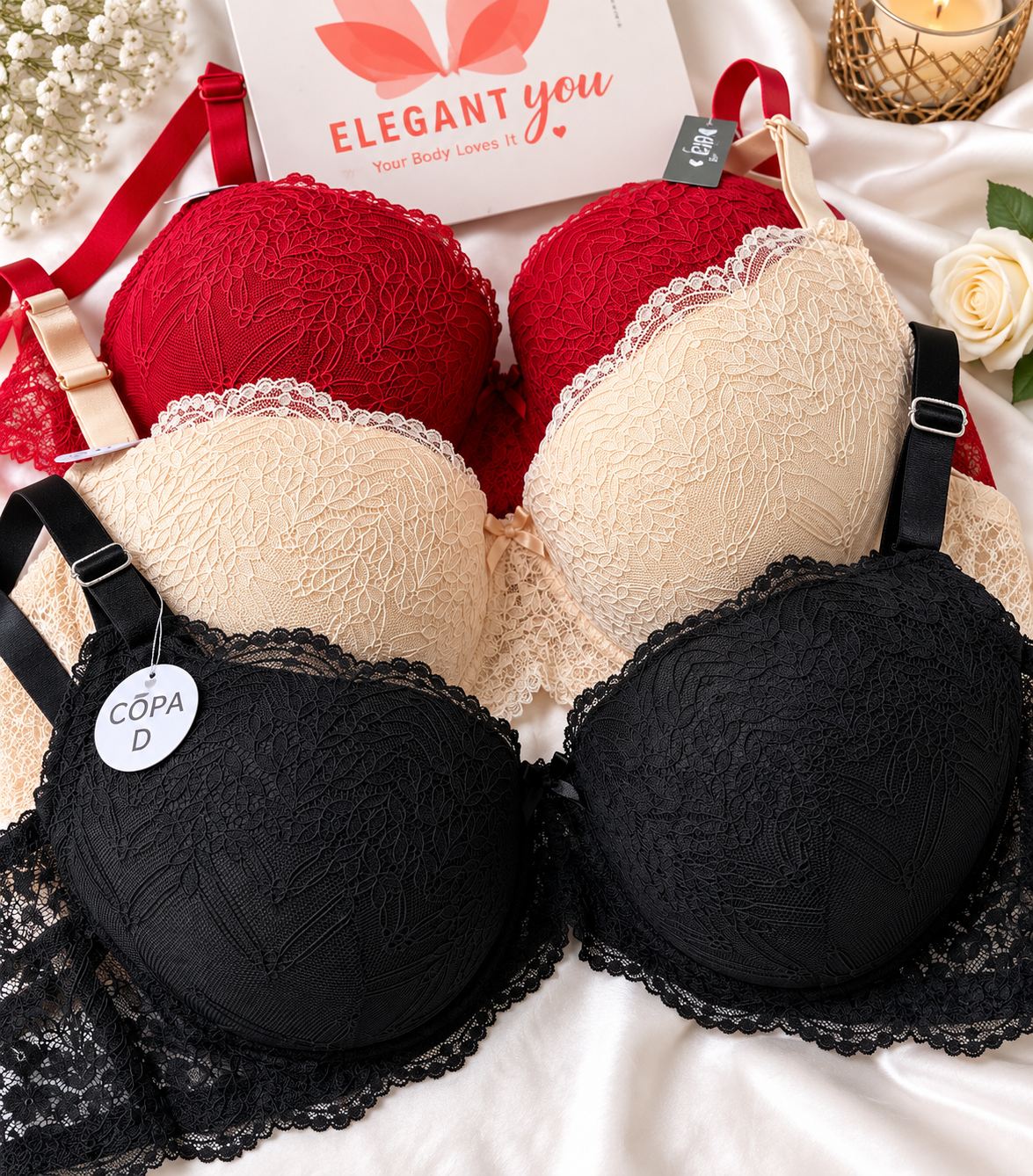 (32-46)D Elegant & Lacy Plus Size Bra(087)