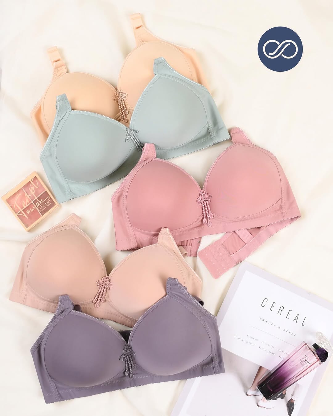 (42-44)b Casual Full Coverage Thin Pad Non Wire Bras (096)*